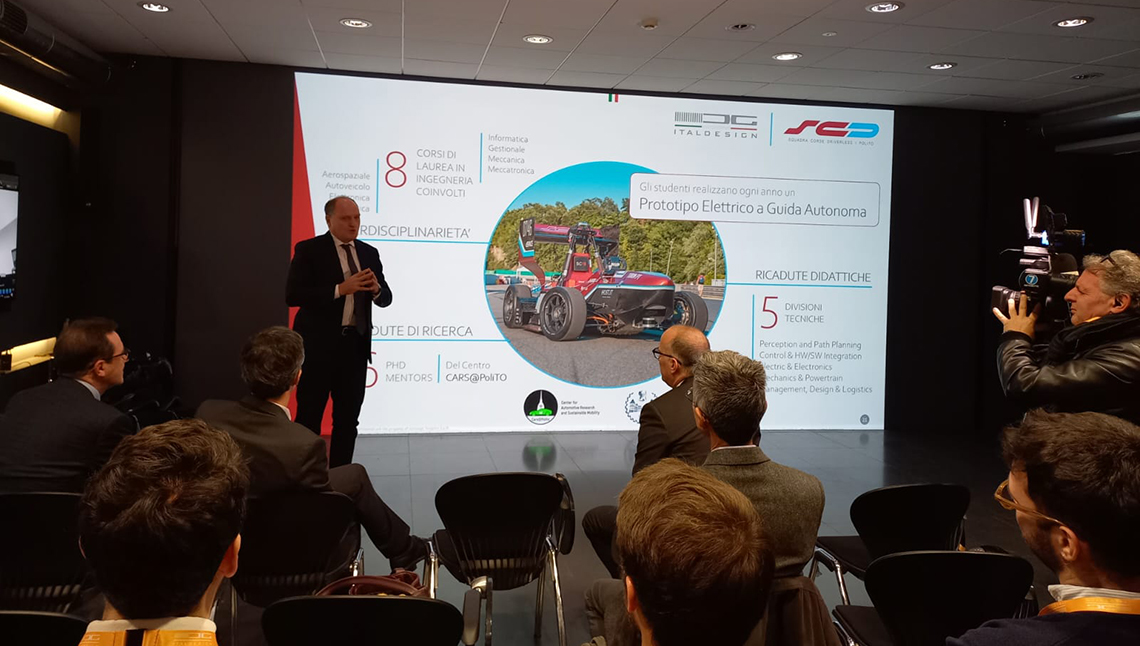 Il Rettore del Politecnico Guido Saracco alla presentazione della collaborazione con Italdesign