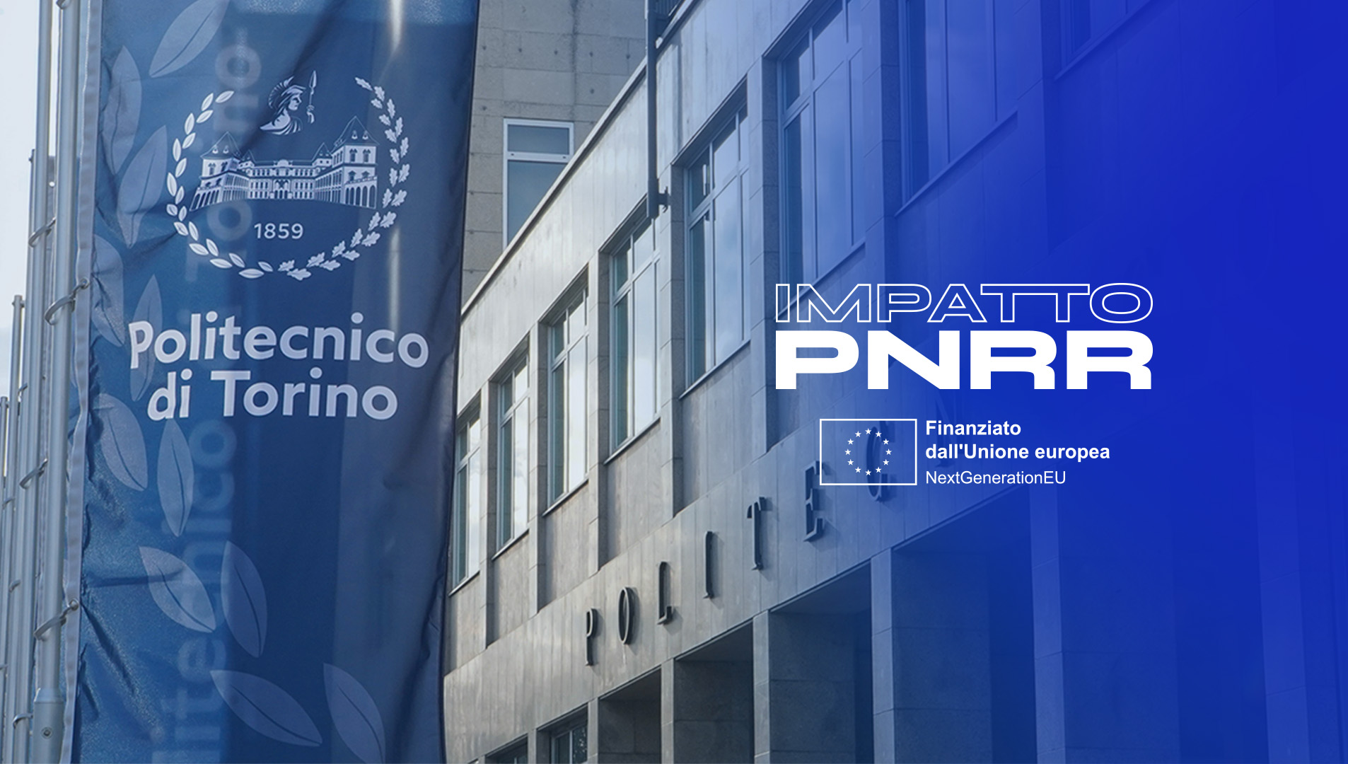 Faccia Politecnico con grafica PNRR