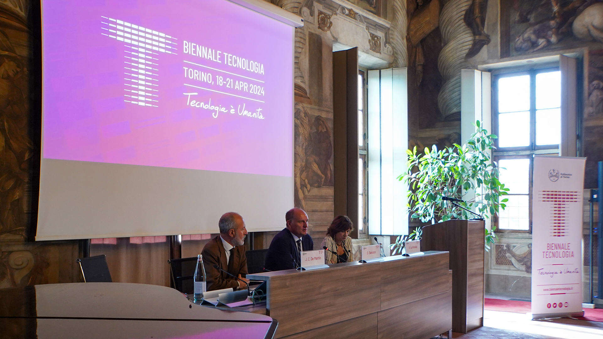 Il Rettore Saracco introduce la presentazione della Biennale 2024
