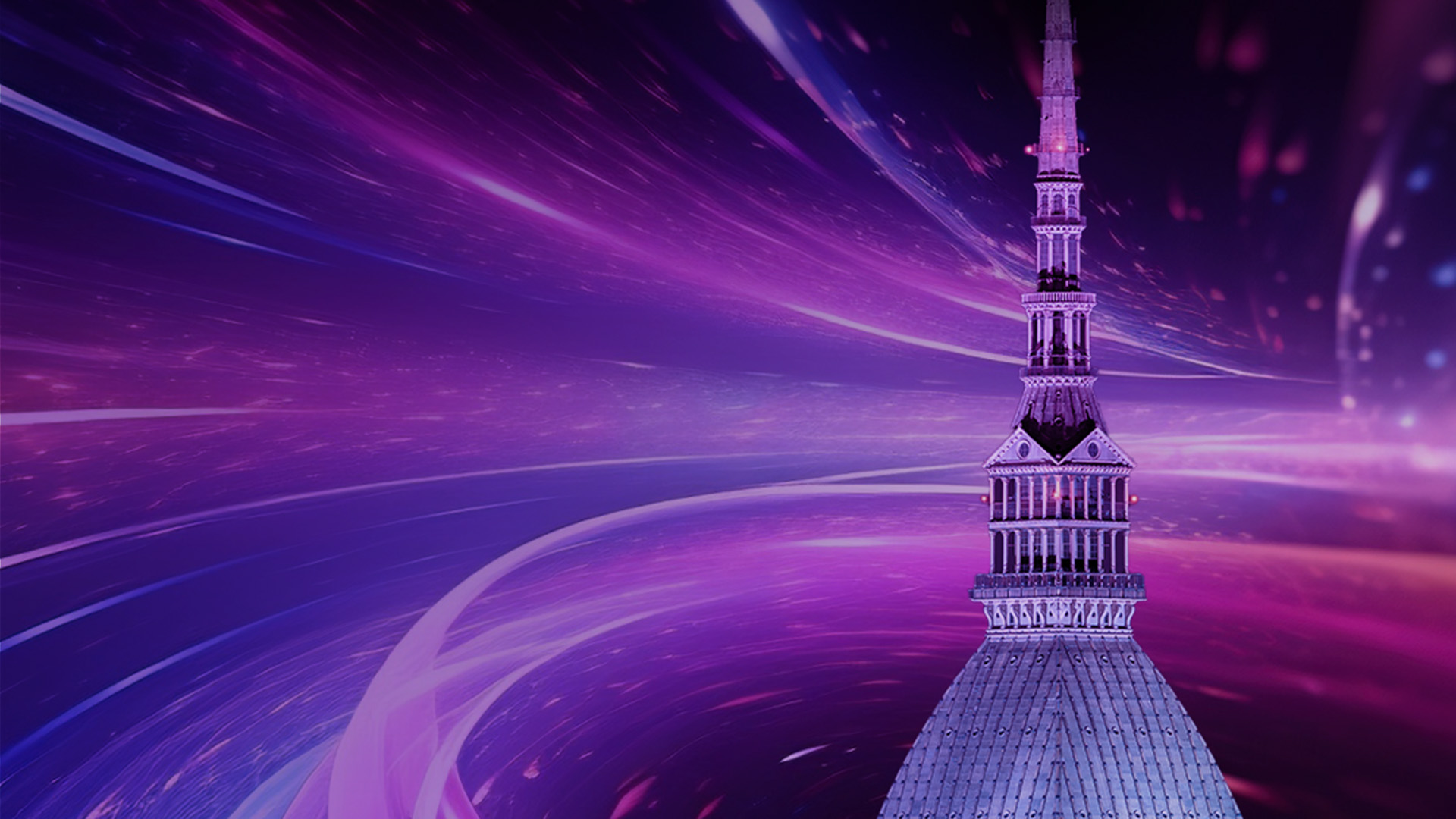 Elaborazione grafica con al centro la Mole antonelliana di Torino