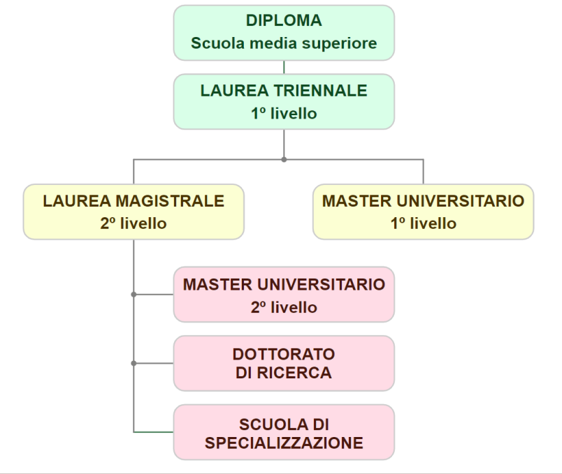 Schema sistema universitario italiano