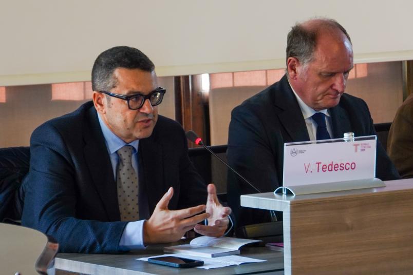 Il Rettore Guido Saracco e il Direttore Generale Vincenzo Tedesco alla presentazione di Biennale 2022