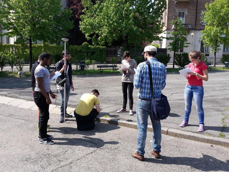 Students making measurements