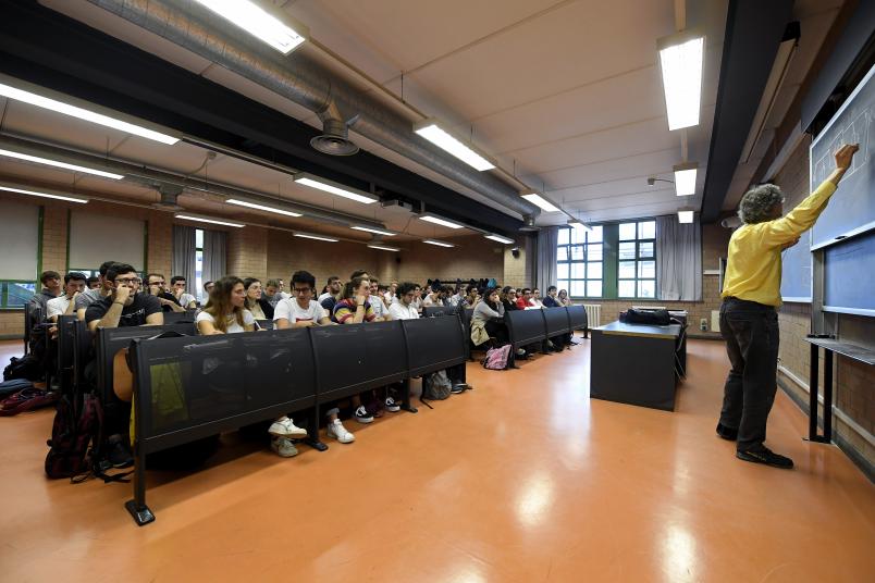 Professor teaching in a classroom