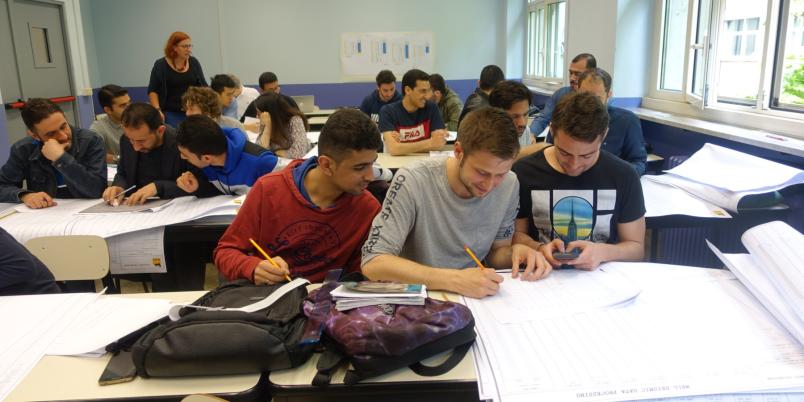 Students during a practical activity in the classroom