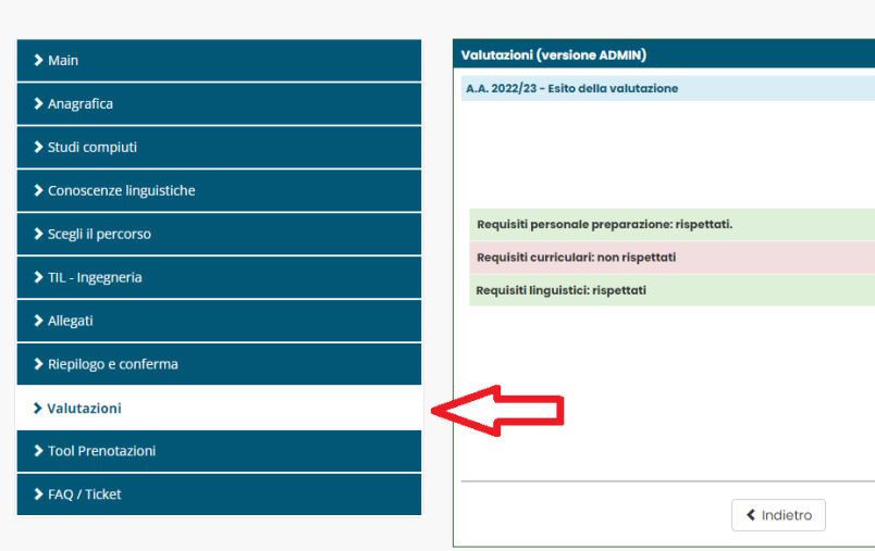 Apply- requisiti curriculari non rispettati