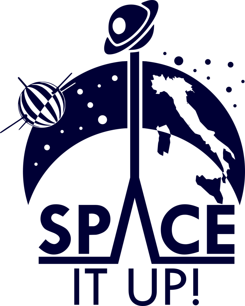 Logo del progetto con elementi spaziali e la sagoma dell'Italia