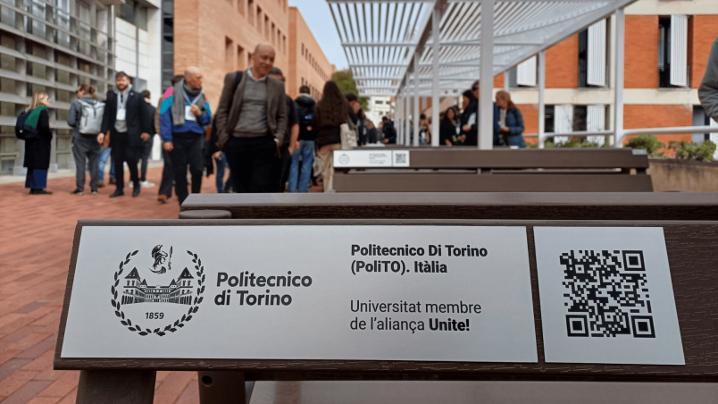 The bench dedicated to PoliTO in UPC campus