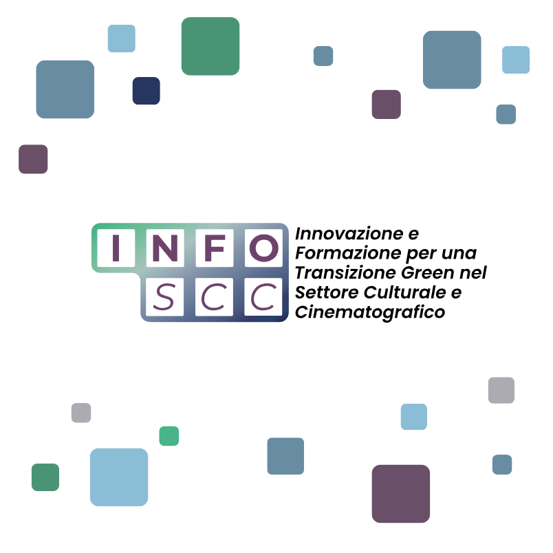 Logo del progetto “Innovazione e Formazione per una Transizione Green nel Settore Culturale e Cinematografico” (INFOSCC) 