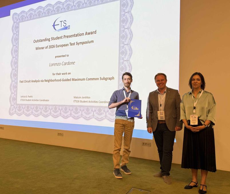 Lorenzo Cardone vince l'Outstanding Student Presentation Award durante la 31ª edizione dell'IEEE European Test Symposium