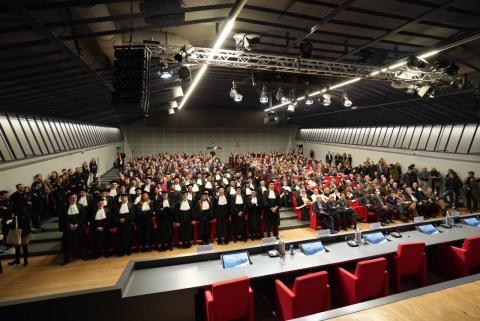 L'Aula Magna piena di pubblico per l'inaugurazione dell'anno accademico