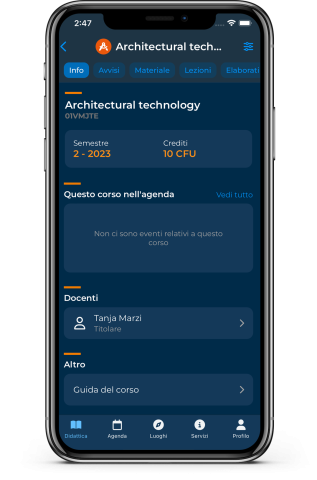 Screenshot nuova app studenti