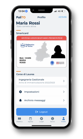 screenshot PoliTO Students app