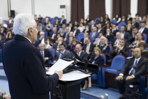 Il Presidente della Repubblica durante il suo discorso