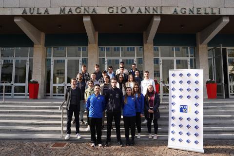 Studenti atleti del programma Dual Career accompagnati dal Referente del Rettore per lo Sport professor Marco Barla