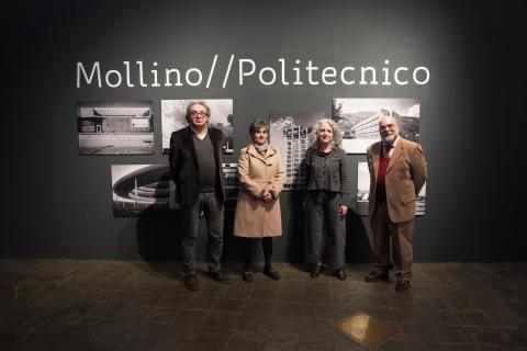 I curatori della mostra insieme alla prorettrice del Politecnico