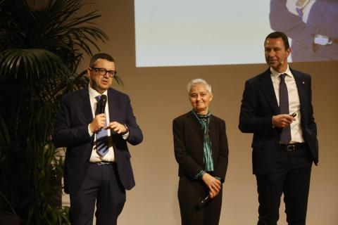 Tedesco, Baralis e Corgnati durante la presentazione della squadra di governo dell'Ateneo