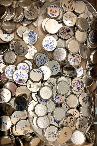 Inside Italy's first potassium-based battery research lab: collection of button cells