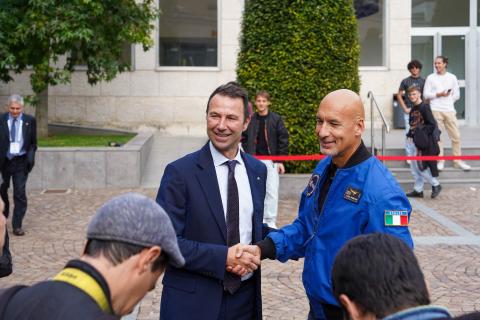 Luca Parmitano with the Rector