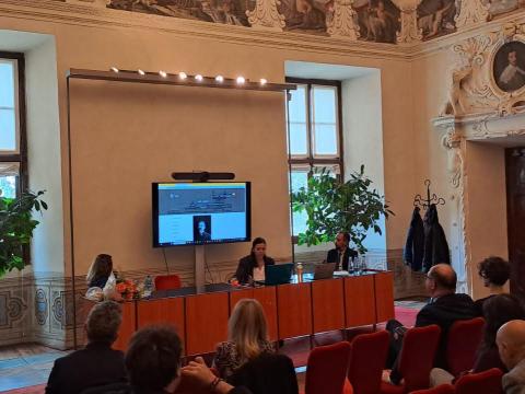 Un momento della presentazione del progetto in Sala della Caccia