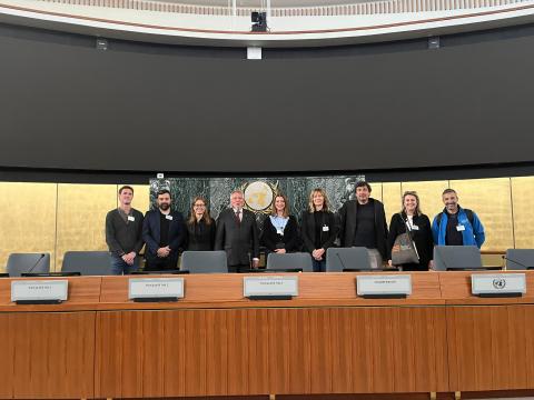 The delegation visiting Africa Hall