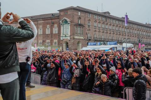 L'arrivo in Piazza Castello