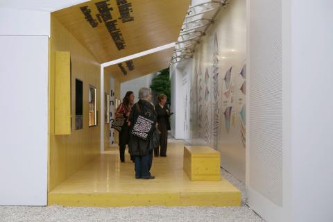 Visitors inside the installation