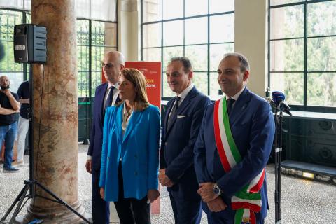From the left: Stefano Sacchi, Roberta Metsola, Alberto Cirio and Stefano Lo Russo
