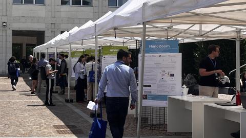 L'area espositiva allestita nel cortile del Politecnico