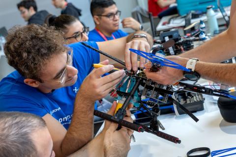 The DRAFT team at work on a drone