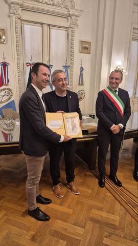 Il Rettore Corgnati e il Sindaco Lo Russo con il Sindaco di Rosario Pablo Javkin