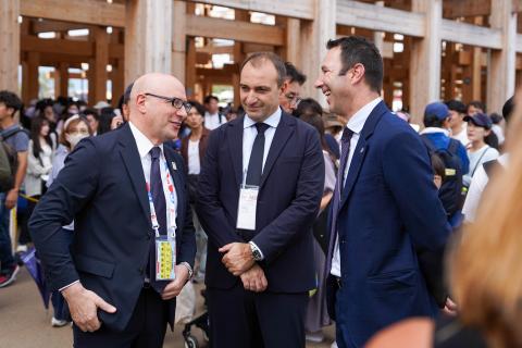 Rector Corgnati with the Mayor of Turin Stefano Lo Russo and Commissioner for Expo 2025 Osaka Mario Vattani