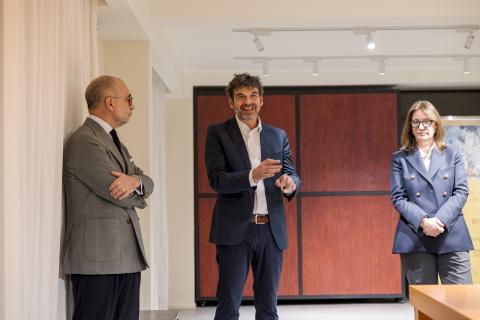 Professor Alessandro Armando during the exhibition opening