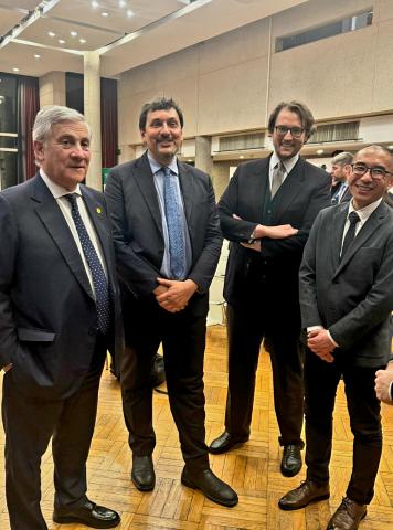 From the left: Antonio Tajani, Michele Bonino, Guicciardo Sassoli and Zhang Li 