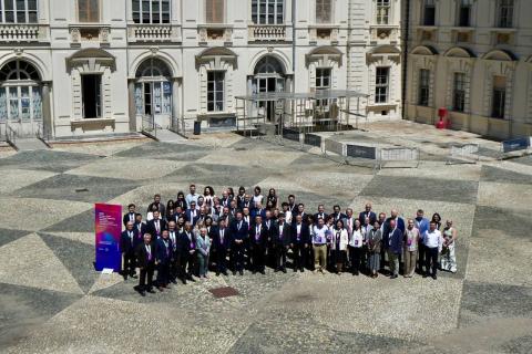 Representatives of the universities participating in the Europe–China Technical University Presidents Dialogue Forum gathered in the courtyard of Valentino Castle