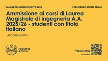 Ammissione ai corsi di Laurea Magistrale di Ingegneria A.A. 2025/26 - studenti con titolo italiano   