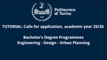 Calls for application, ay 25/26 | Bachelor Degree Programmes Engineering - Design - Urban Planning