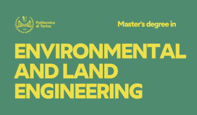 Scritta gialla su sfondo verde "Master's Degree in Environmental and Land Engineering"