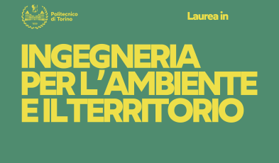 Scritta gialla su sfondo verde "Laurea in Ingegneria per l'Ambiente e il Territorio"