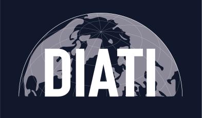 Logo DIATI bianco su sfondo blu