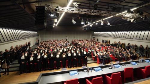 L'Aula Magna piena di pubblico per l'inaugurazione dell'anno accademico