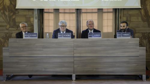 Il panel dei relatori con il Rettore Saracco