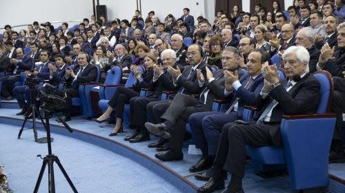 Many guests in the audience for the presidential visit