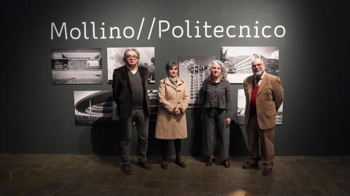I curatori della mostra insieme alla prorettrice del Politecnico