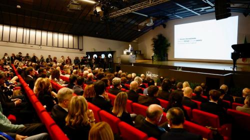 L'Aula Magna al completo per la cerimonia di insediamento