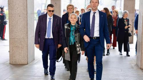 L'ingresso in Ateneo del Rettore, accompagnato dal Prorettore Elena Baralis e dal Direttore Generale Vincenzo Tedesco