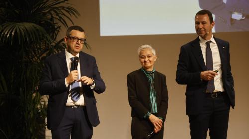 Tedesco, Baralis e Corgnati durante la presentazione della squadra di governo dell'Ateneo