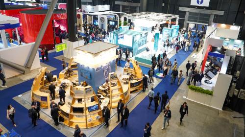 Among the exhibition stands