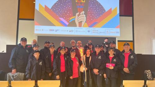 La fiaccola dei Giochi nella sede del Politecnico a Mondovì
