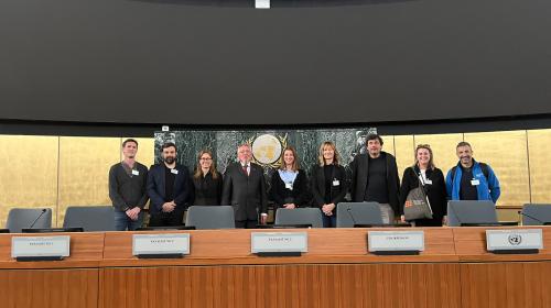 The delegation visiting Africa Hall